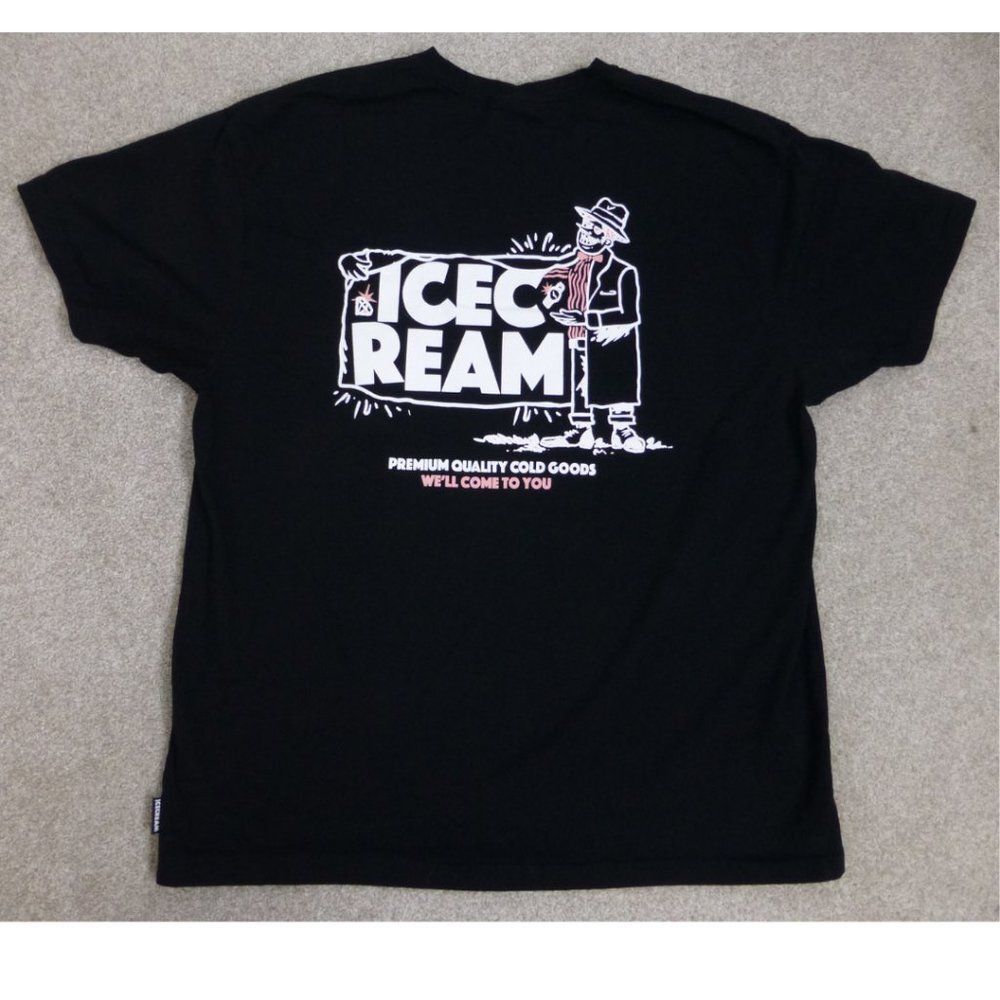 Ice Cream Black T-Shirt "Premium Quality Cold Goods. We'll Come to You" Graphic - Picture 3 of 9